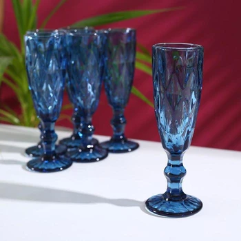 

Set of glasses for champagne "Cruise", 160 ml, 7 × 20 cm, 6 pcs, blue