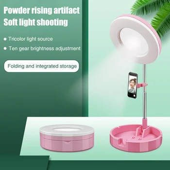 

Photo Studio 8inch Fill Professional Selfie Phone Holder Portable Ring Light Adjustable Angle Flashes With Stand Live Streaming