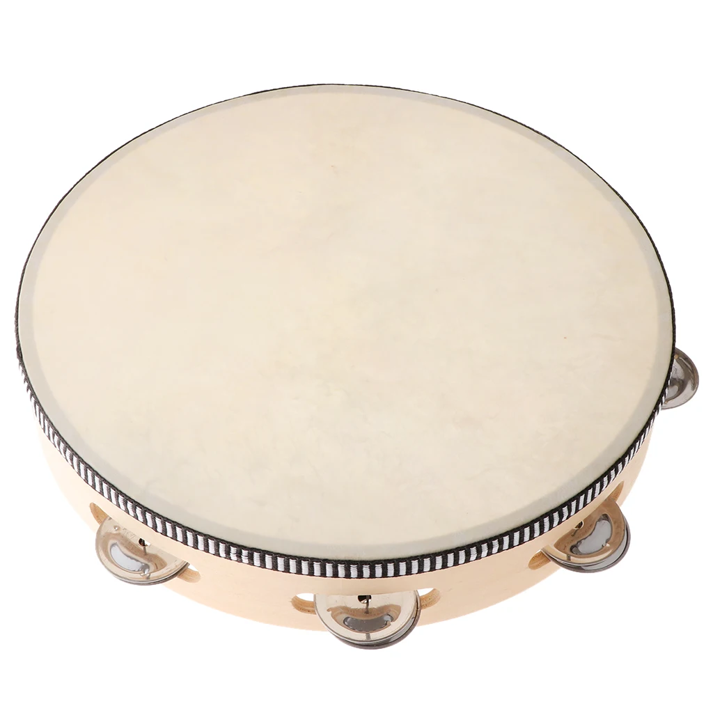 10inch Tambourine Percussion Drum Tamborine Hand Drum Double Sided Kids Musical Educational Toys