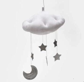 Koodykids, декор для детской комнаты, подвеска для детской комнаты, белый, розовый, облако, Луна, подвесной декор для детской комнаты, украшение для детской комнаты - Цвет: White and silver