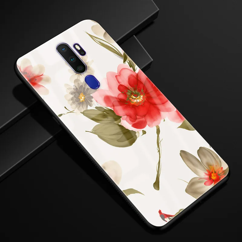Для oppo A9 чехол PC Пластиковый стеклянный чехол для телефона черный ТПУ бампер чехол для oppo A9 чехол для oppo A5 A11X стеклянный чехол