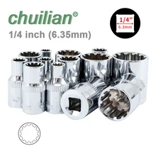 1/4 дюймов 6,35 мм Квадратный привод 12-точечный торцевой гаечный ключ трещотка 12 зубная расщелина Ручной инструмент 12 углов рукав сливы