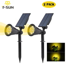 T-SUN, 2 шт. в упаковке, солнечный садовый Точечный светильник, Рождественский светильник, уличный для ландшафтного дизайна земли или настенного крепления, светодиодный садовый светильник
