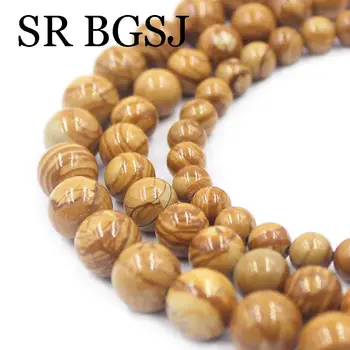 

Free Shipping SR 6 8 10mm Round Natural Gemstone Stone Yellow Wooden Jasper Loose Jewelry Making Beads 15inch