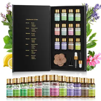 

Pure Natural Plant Aroma Essential Oils 12pcs Gift Set Car Diffuser Rose Eucalyptus Mint Lemongrass Lemon Bergamot Tea Tree Oil