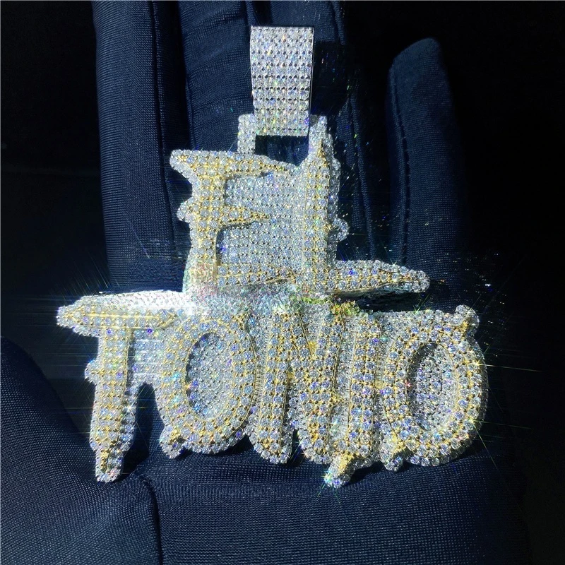 Jewe Custom 2021 Bust Down Iced Out Lab Diamond Vvs Moissanite Collana Con Ciondolo Lettera Personalizzata Catena Per Uomo