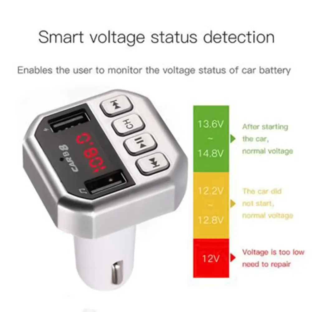 

Audio Car Wireless Bluetooth Car Handsfree USB Charger FM Transmitter Voltage Monitor Car MP3 Player USB Charger FM Modulator