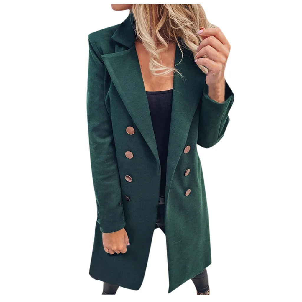 kurtka zimowa damska Woman Artificial Wool Elegant Blend Coat Slim Female Long Coat Outerwear Jacket abrigos mujer invierno