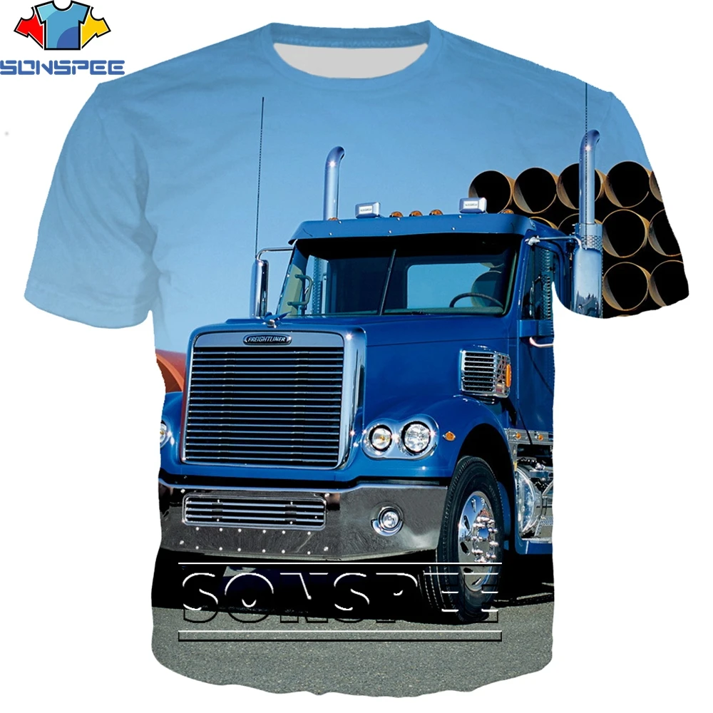 SONSPEE Truck Car 3D Print Hip Hop Men's T Shirt Fashion Harajuku Short Sleeve Funny Logo Men Women Tops Tees Shirts Homme