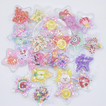 

Randomly 10Pcs/lot 50mm Transparent PVC Star Filling Shakers Applique for DIY Crafts Headwear Hair Clips Bow Decor Accessory C27