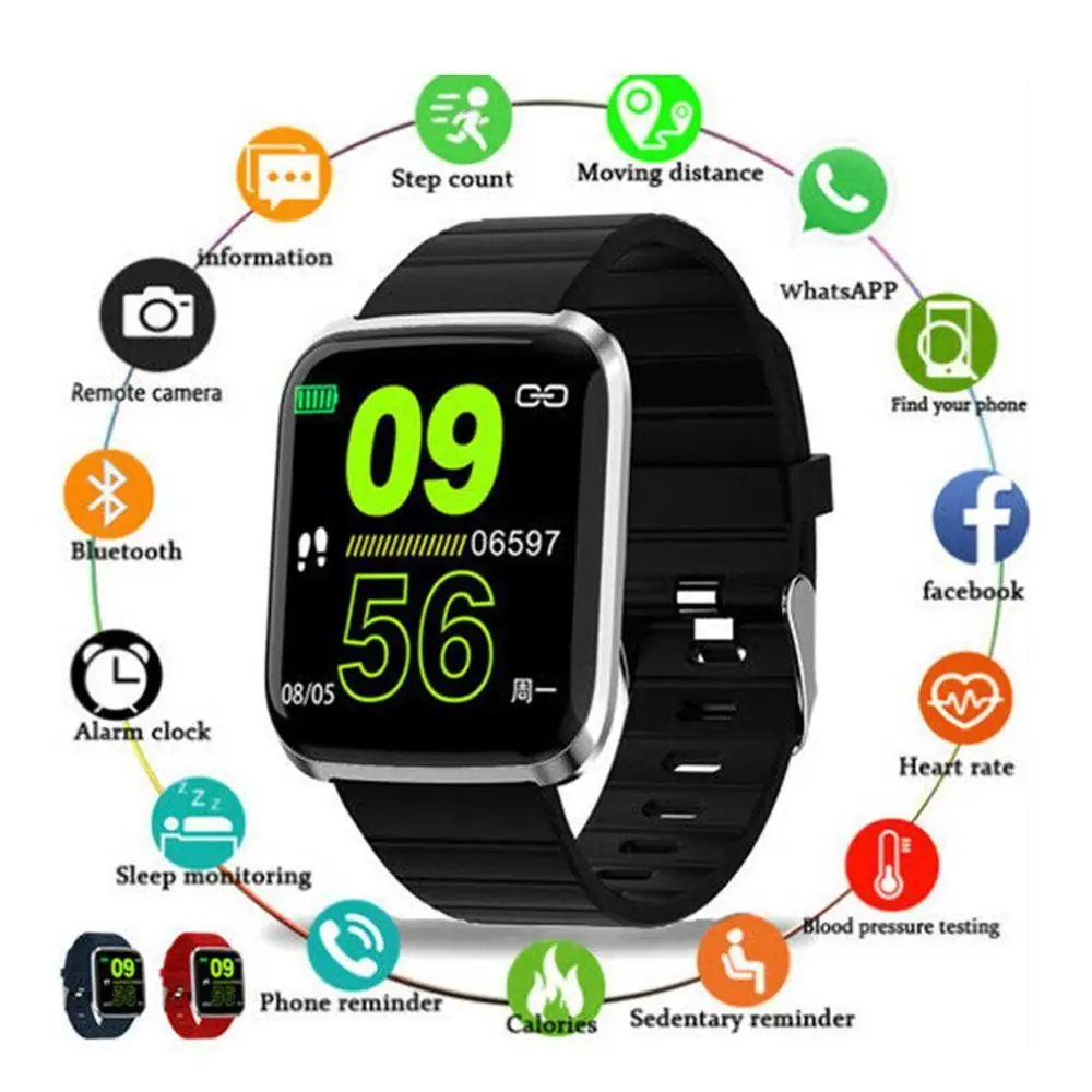 116 Pro Смарт-часы, браслет, спортивные фитнес-часы, измеритель уровня крови, шагомер, Смарт-часы, напоминание, давление, вызов, сообщение, сердце, I0E9