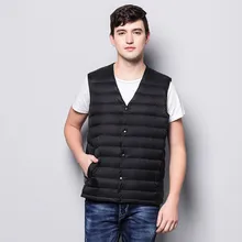 Осенний и зимний модный пуховый жилет с v-образным вырезом, приталенный большой размер, мужской короткий жилет без воротника, внутренний жилет