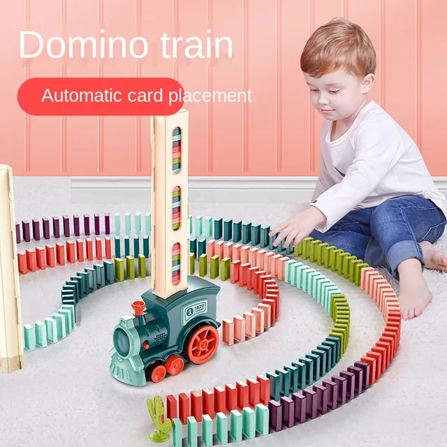 Electric Domino Train Car Set Automatic Laying Domino Building Blocks Game Puzzle Montessori Educational Toys Gift Brinquedos 1