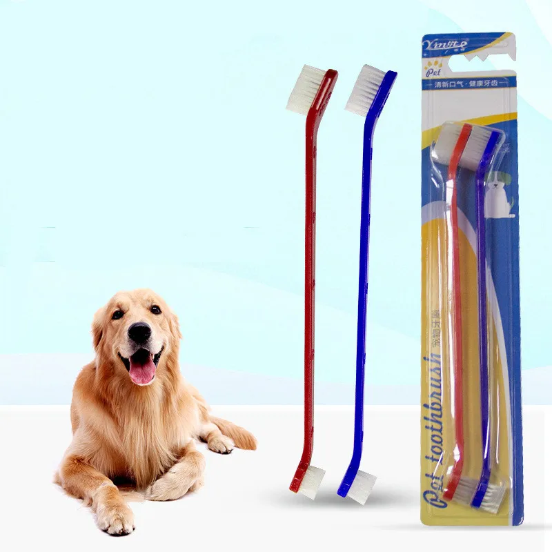 Wholesale Pet Toothbrush Simple Double Toothbrush Two Pieces Suit for Cats Dogs Clean Teeth Pet
