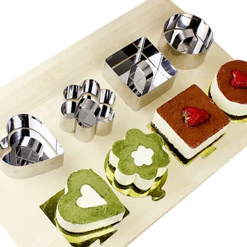 

4Shape Stainless Steel Mousse Cake Ring Mold Layer Slicer Cook Cutter Bake Mould Pastry Tools Accessories Salad Form Baking Tips