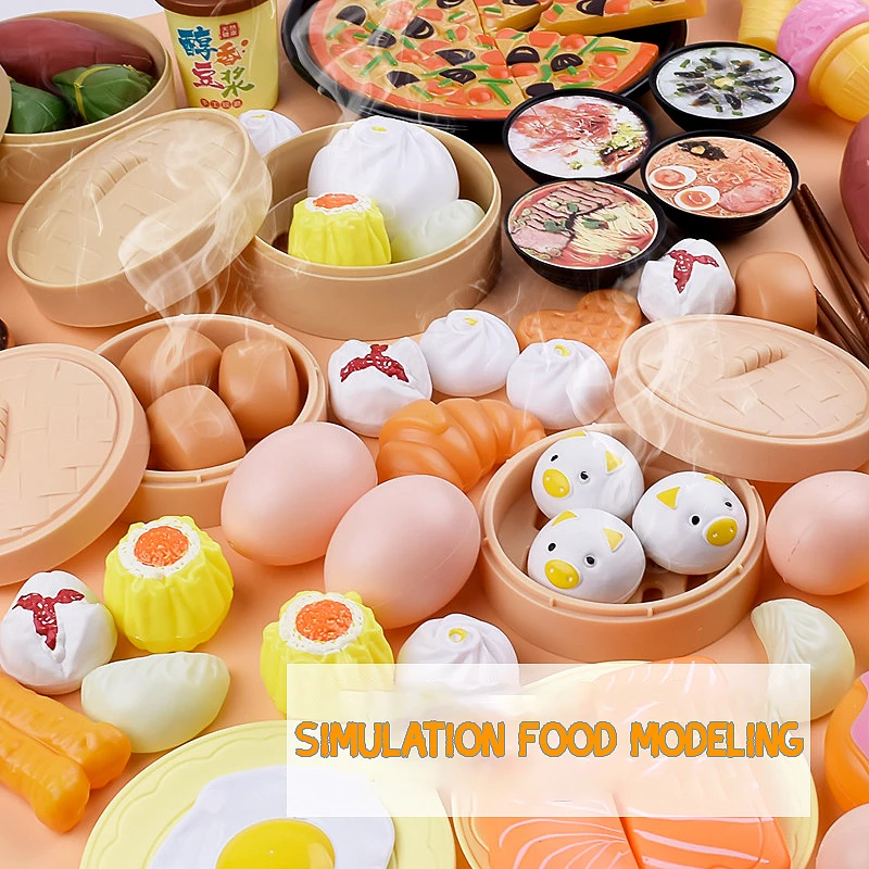 Vaporera de simulación para niños, juguetes para jugar a las casitas, comida china y occidental, minijuguetes de comida