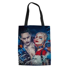 Тикин отряд самоубийц печати хозяйственные сумки дамы Холщовая Сумка женские сумки девушки ежедневная Сумка на заказ с обратным клоуном