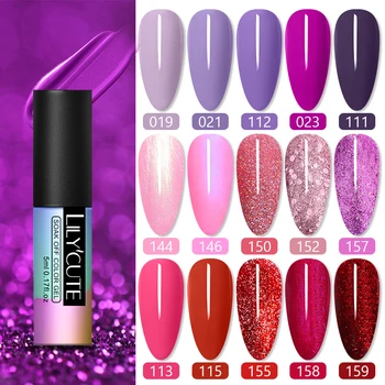 

LILYCUTE 5ml Purple Nail Gel Polish UV Vernis Semi Permanent Base Top Coat Gel Varnish Nail Art Manicuring Gel Lak Polish Nails