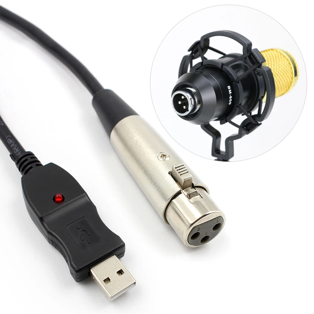 Конденсаторный микрофон 3 pin XLR к USB кабелю Cannon шнур для bm 800 Студийный караоке