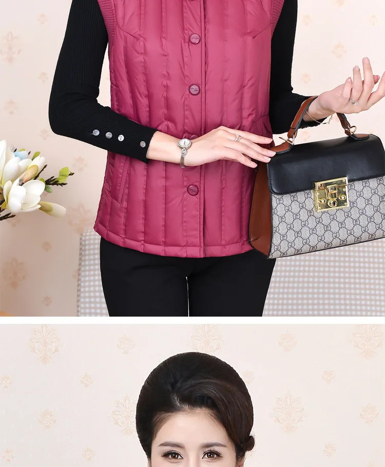 Middle-aged Western Style Mom Fall And Winter Clothes down Vest Short Middle-aged Fashion Coat Thin down Vest Tops