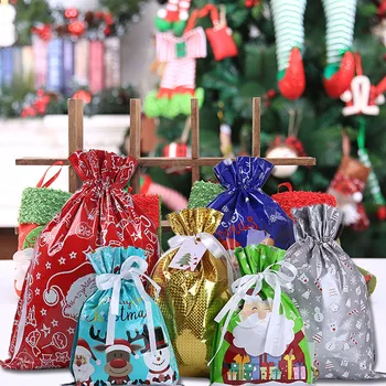 

30pcs Gift Drawstring Bags Christmas Present Wrap Wedding Birthday Candy Bag Creative Christmas Pattern Style Gift Bag