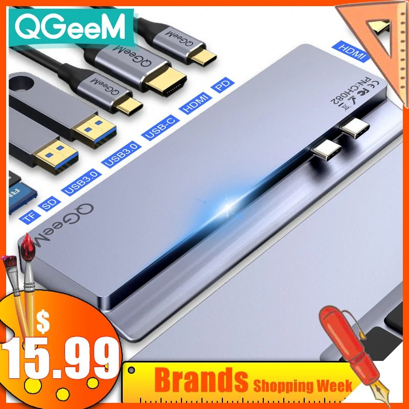 QGeeM USB C Hub Dock for Macbook Pro SD TF Card Readers Dual HDMI PD Multi USB Hub Type C Adapter Splitter Type-C Hub for Laptop
QGeeM USB C Hub Dock for Macbook Pro SD TF Card Readers Dual HDMI PD Multi USB Hub Type C Adapter Splitter Type-C Hub for Laptop