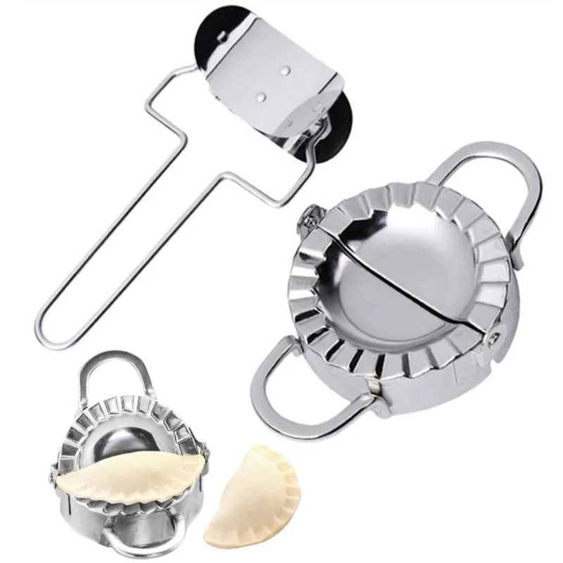 

2Pcs set Stainless Steel Dumpling Mould Dough Cutter Pie Ravioli Mold Home Kitchen Baking Accessories