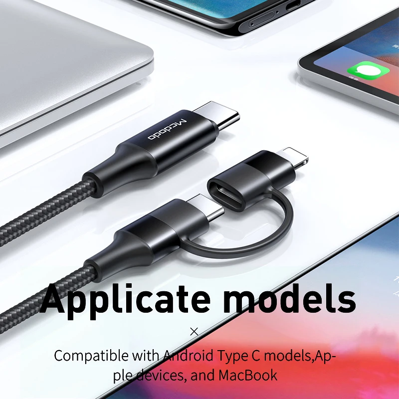 Mcdodo 100 Вт usb type C кабель PD Быстрая зарядка для IPhone 11 Pro Max Xs Max X IPad Macbook samsung huawei 2 в 1 шнур для зарядки и передачи данных