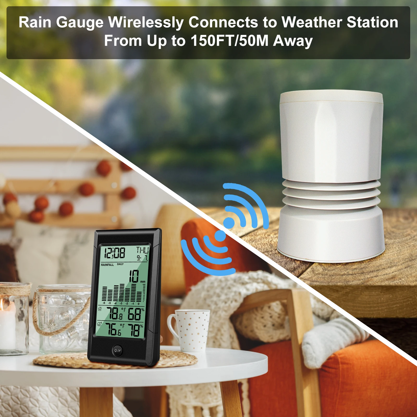 Weather Station Rain Gauge Calendars Alarm Clocks With Temperature And Humidity LED Digital
