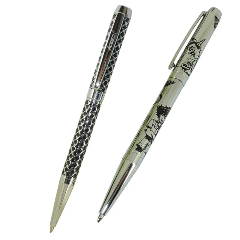 2pcs Etch Logo Pen Unique Design Brass Ballpoint Pen Embossing Pattern Famous Branded Pens for Retail Shop Pen & Pencil Supplier new jinhao dragon king vintage fountain pen unique metal embossing hi tech gray color