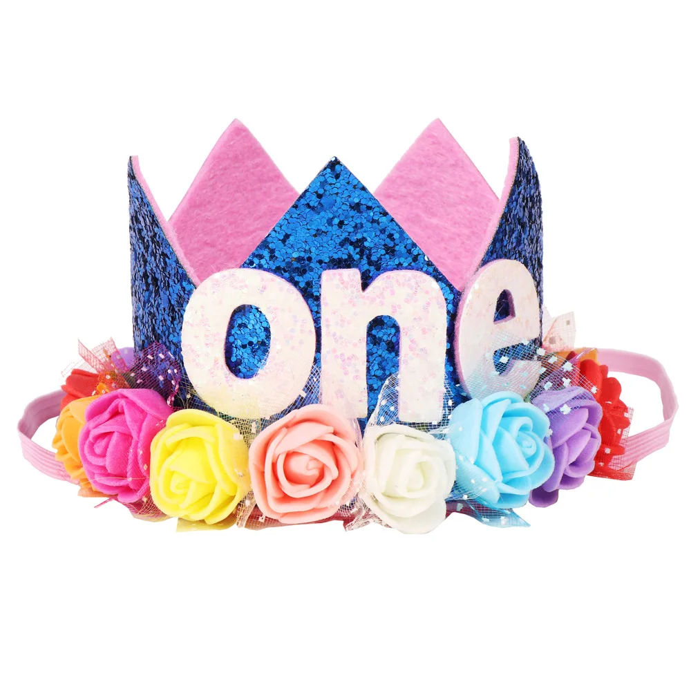 1pc Happy Birthday Party Hats Decor Cap Hat Princess Crown 1st 2nd 3rd Year Old Number Baby Kids Hair Accessory Birthday Toys