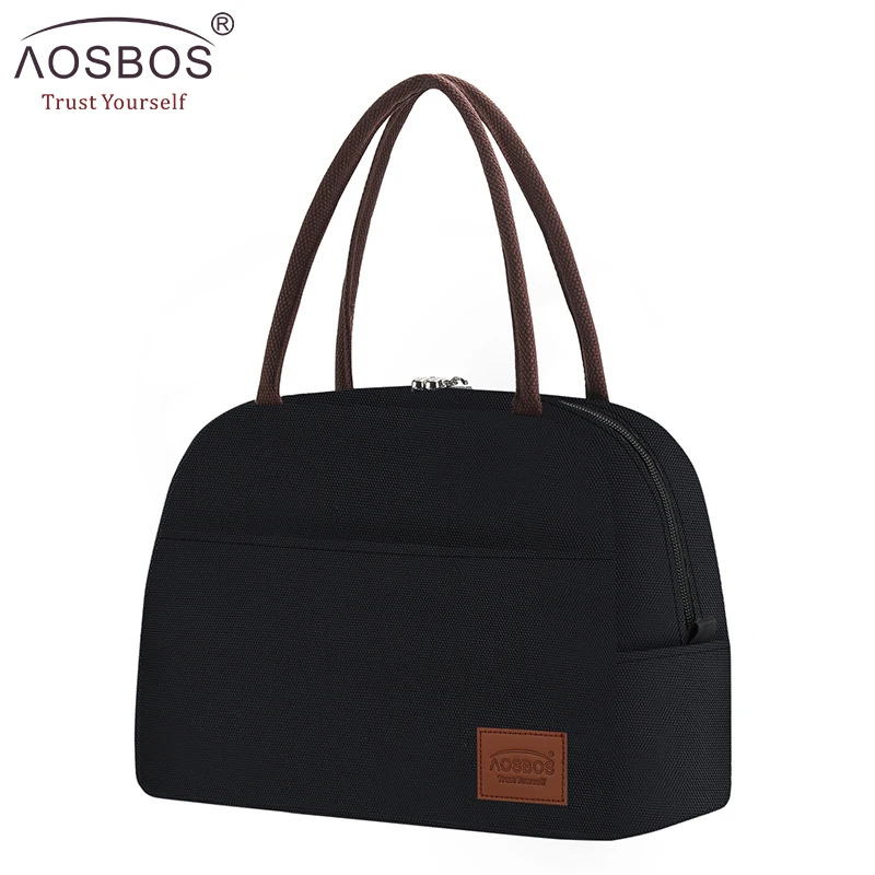 

Aosbos Fashion Portable Cooler Lunch Bag Thermal Insulated Solid Tote Bags Large Food Picnic Lunch Box Bag for Men Women Kids