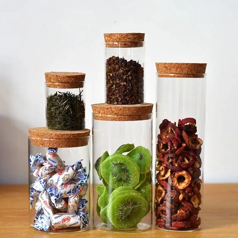 2PCS 100/150/200/250/300/350/400ml Glass Storage Bottles Grains Spice Tea Leaf Coffee Beans Candy Food Jars Kitchen Containers 5