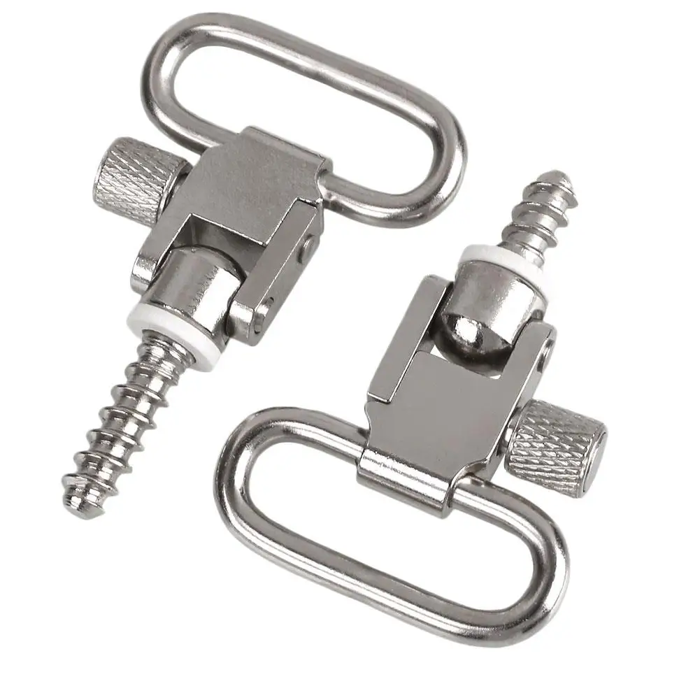 

1" Rifle QD Sling Swivel Set Wooden Screw Silver Metal Gun Mounting Kit