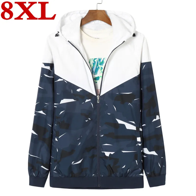 Мужские куртки с капюшоном размера плюс 8XL 7XL на весну и осень камуфляжные пальто