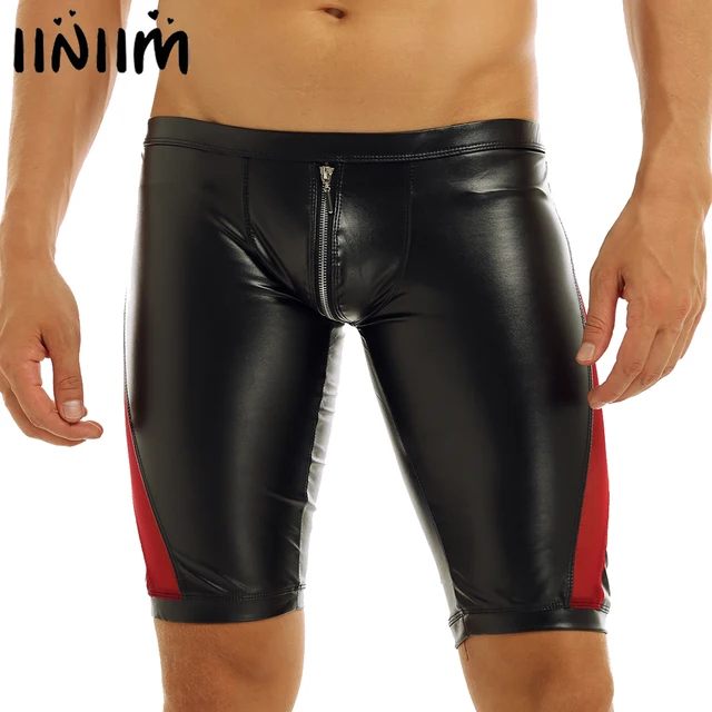 Sexy Mens Zipper Crotch Mesh See-through Splice Low Rise Slim Fit Tight Jockstraps Boxer Shorts Evening Party Clubwear Costumes 1
