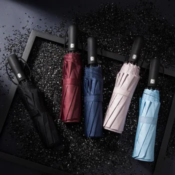 

Ten-bone automatic folding umbrella large windproof sunny umbrella sun umbrella men and women umbrella black