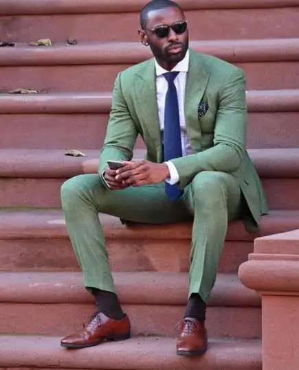 

Cool Fashion Army Green Linen Men Suit Attractive Party Prom Tuxedo Mens Casual Style Daily Work Wear Suits (Jacket+Pants+Tie)
