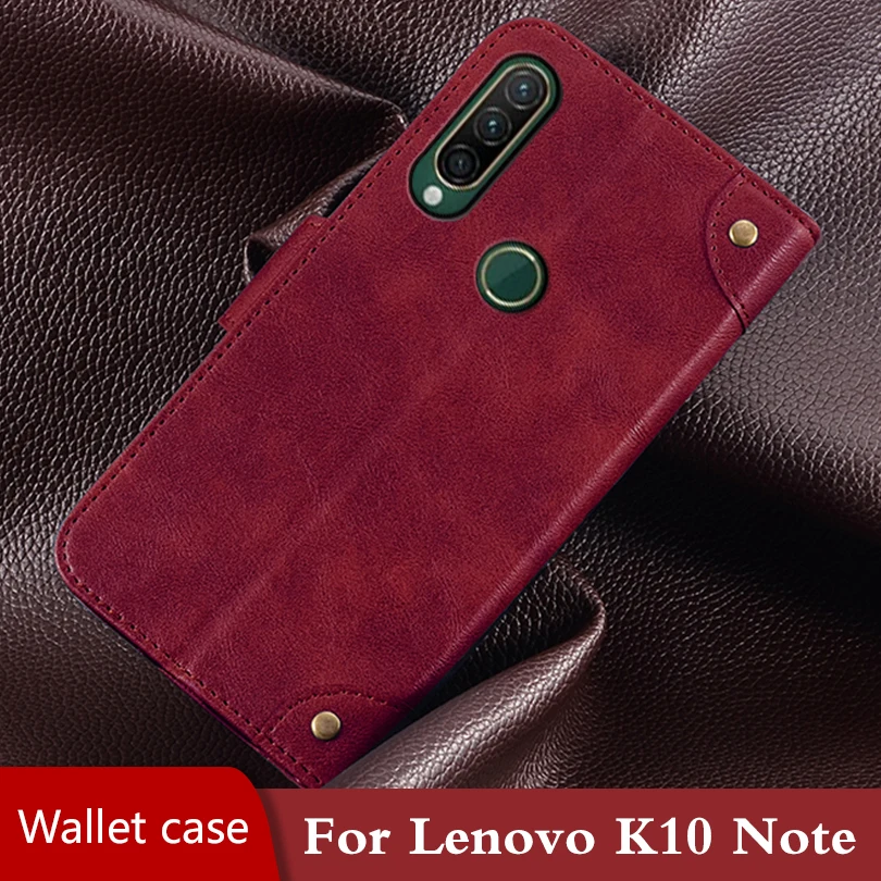 Кожаный чехол книжка для lenovo K10 Note противоударный Магнитный флип задняя крышка