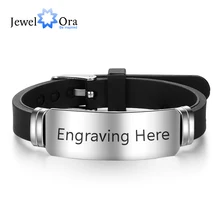 Персонализированные мужские ювелирные изделия Заказная заготовка для подвески с гравировкой имени ID браслеты из нержавеющей стали Браслеты& Браслеты для мужчин женщин(JewelOra BA102325
