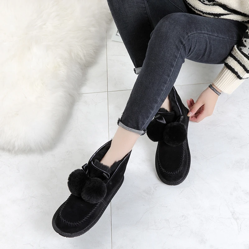 Top Quality Women Snow Boots Genuine Leather Natural Fur Winter Boots Women's Fashion Ankle Boots Women Shoes Wool Warm Boots