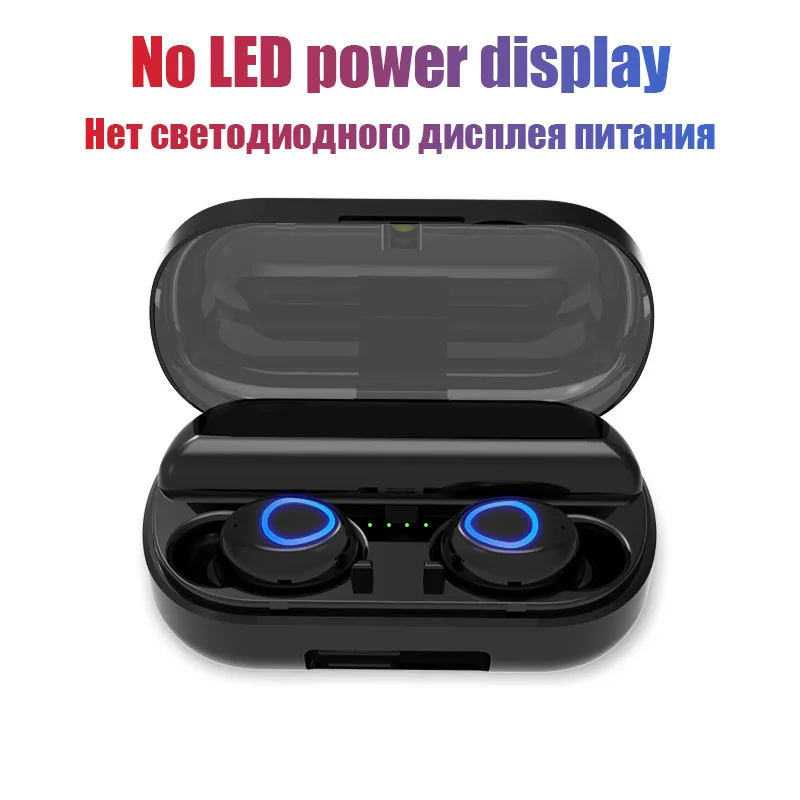 VOULAO Bluetooth наушники беспроводные Bluetooth V5.0 наушники 9D стерео спортивные водонепроницаемые наушники гарнитура с микрофоном+ зарядная коробка - Цвет: No LED Power
