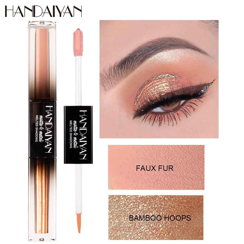 

handaiyan Double ended Glitter Eye Shadow Color Pigments Makeup Long Lasting Metallic Matte Liquid Eyeshadow Nude Makeup