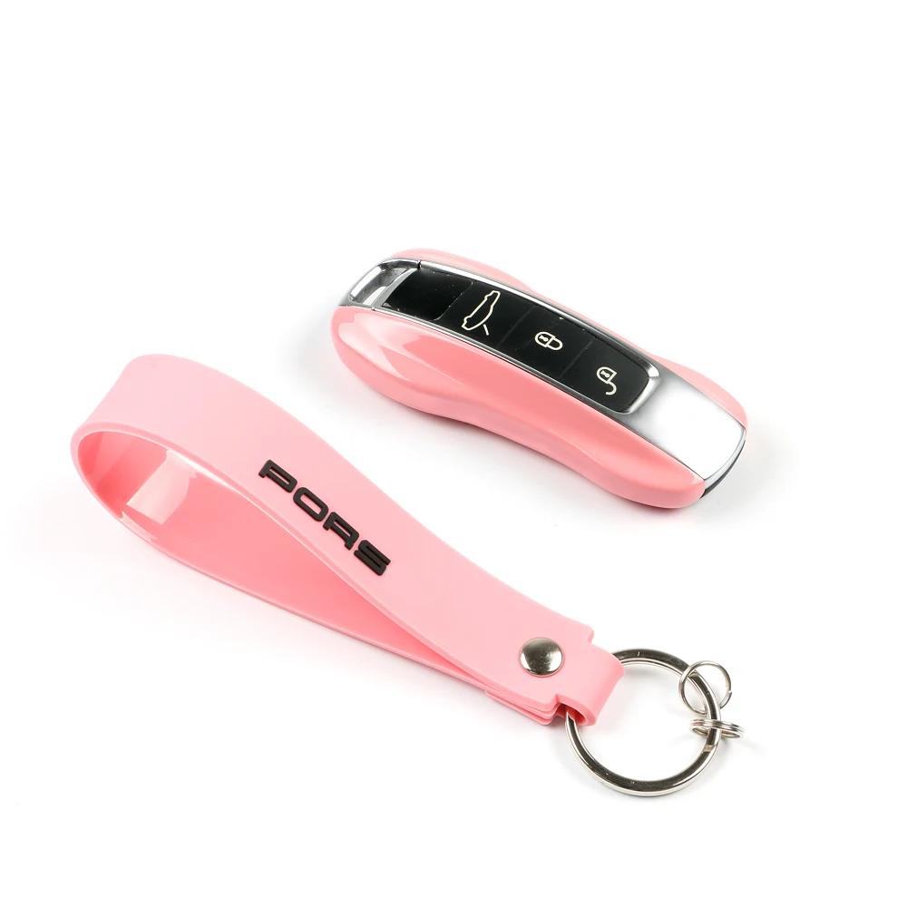 

Key case with Keyring for Porsche Macan Cayenne Panamera 911 971 9YA car key holder cover cap remote control key shell Keychain