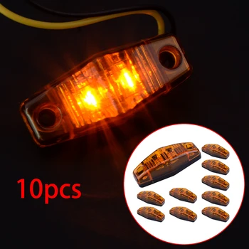 

10Pcs Auto Plastic Amber Surface Mount LED Side Marker Light Lamp 12V-24V Auto Van Truck Trailer Lorry Universal