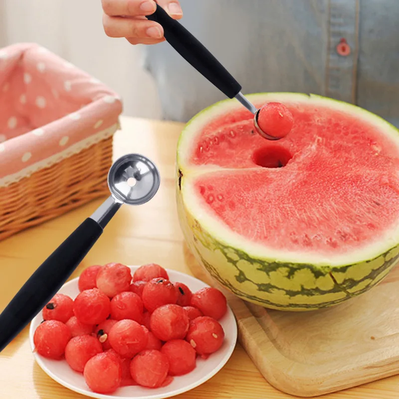 Two Size Ice Cream Scoops Stacks Stainless Steel Ice Cream Digger Non-Stick  Fruit Ice Ball Maker Watermelon Ice Cream Spoon Tool