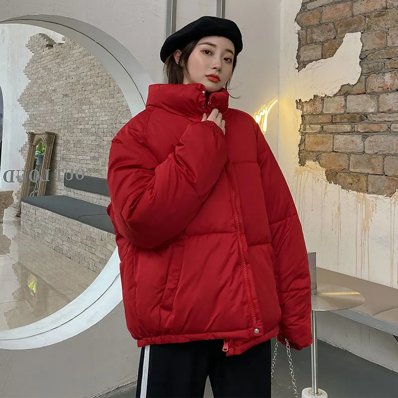 

2020 New Fashion Short Stand Collar Parka Winter Jacket Women Casual Thicken Warm Parka Coat Female Office Lady