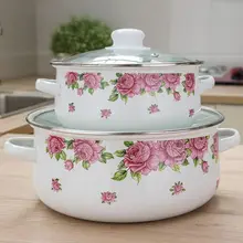 Эмалированный суповый горшок плоская плита 2-5л толстый горшок с крышкой кухонная посуда индукционный горшок кастрюля для супа кухонные кастрюли и кастрюли