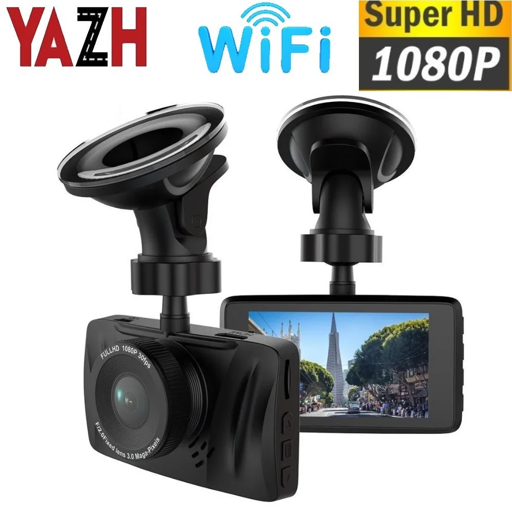 

YAZH Car DVR Dash Cam 1080P HD 3.0" Driving Recorder 30FPS G-Sensor 170 Wide Angle Detection WIFI Night Vision Dashcam Registrar