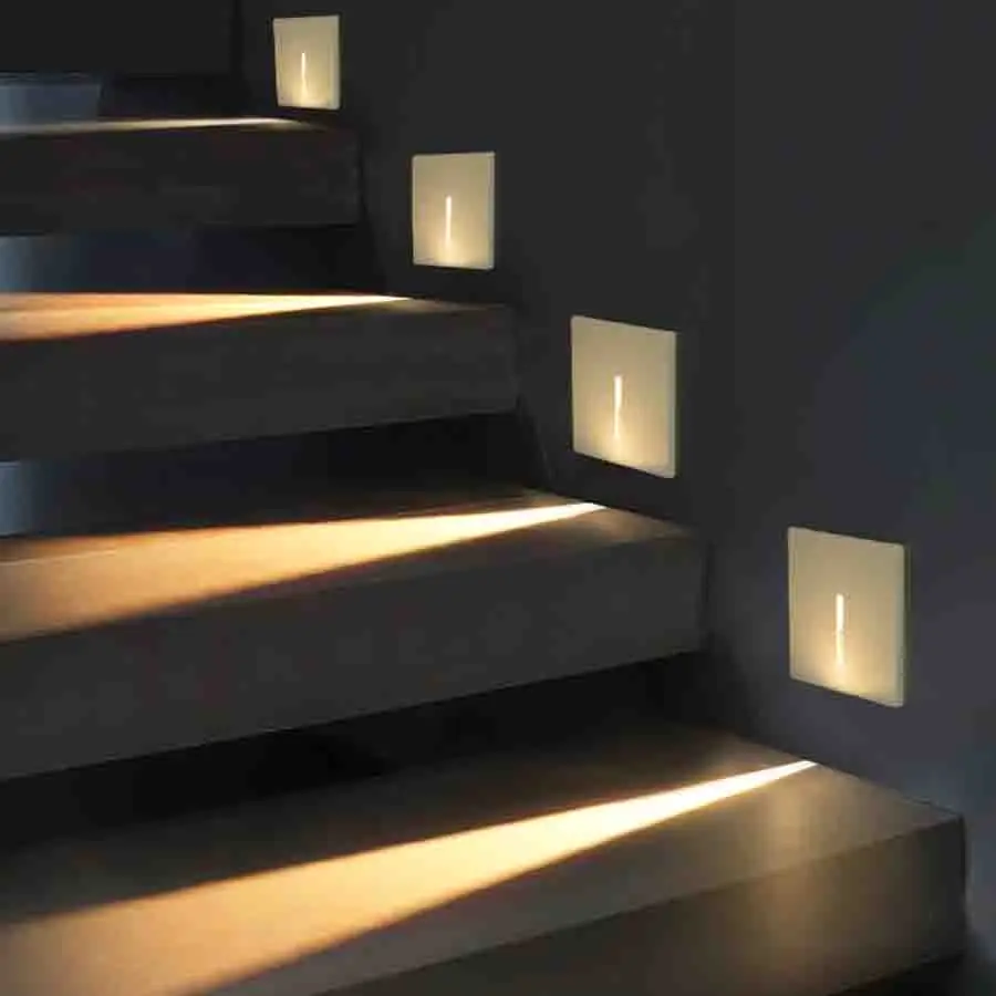 

Thrisdar 3W Waterproof Led Step Light IP65 Embedded Staircase Wall Corner Lamp Outdoor Recessed Wall Stair Lamp Footlight